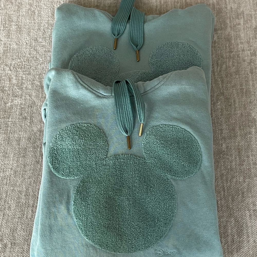 Lot of 2 Disney Teal Mickey Mouse Hoodies - size S and M